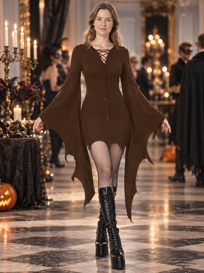 Dark brown vampire carnival dress with lacing