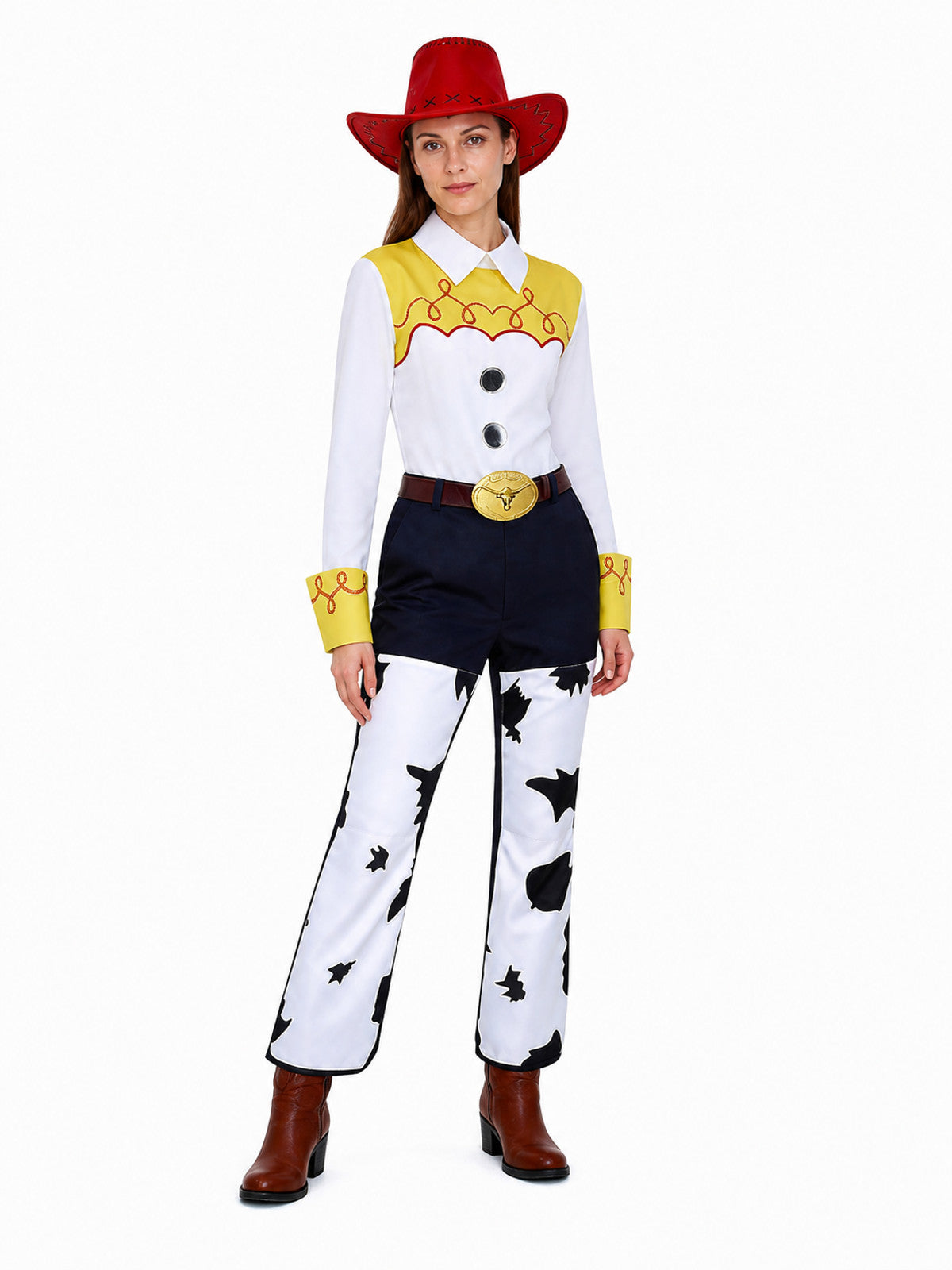 Jessie Costume with Cowboy Hat and Cow Print Costume Headwear detail