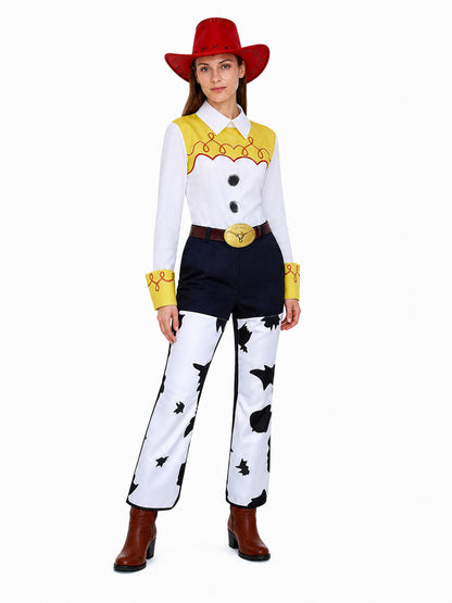 Jessie Costume with Cowboy Hat and Cow Print Costume Headwear detail