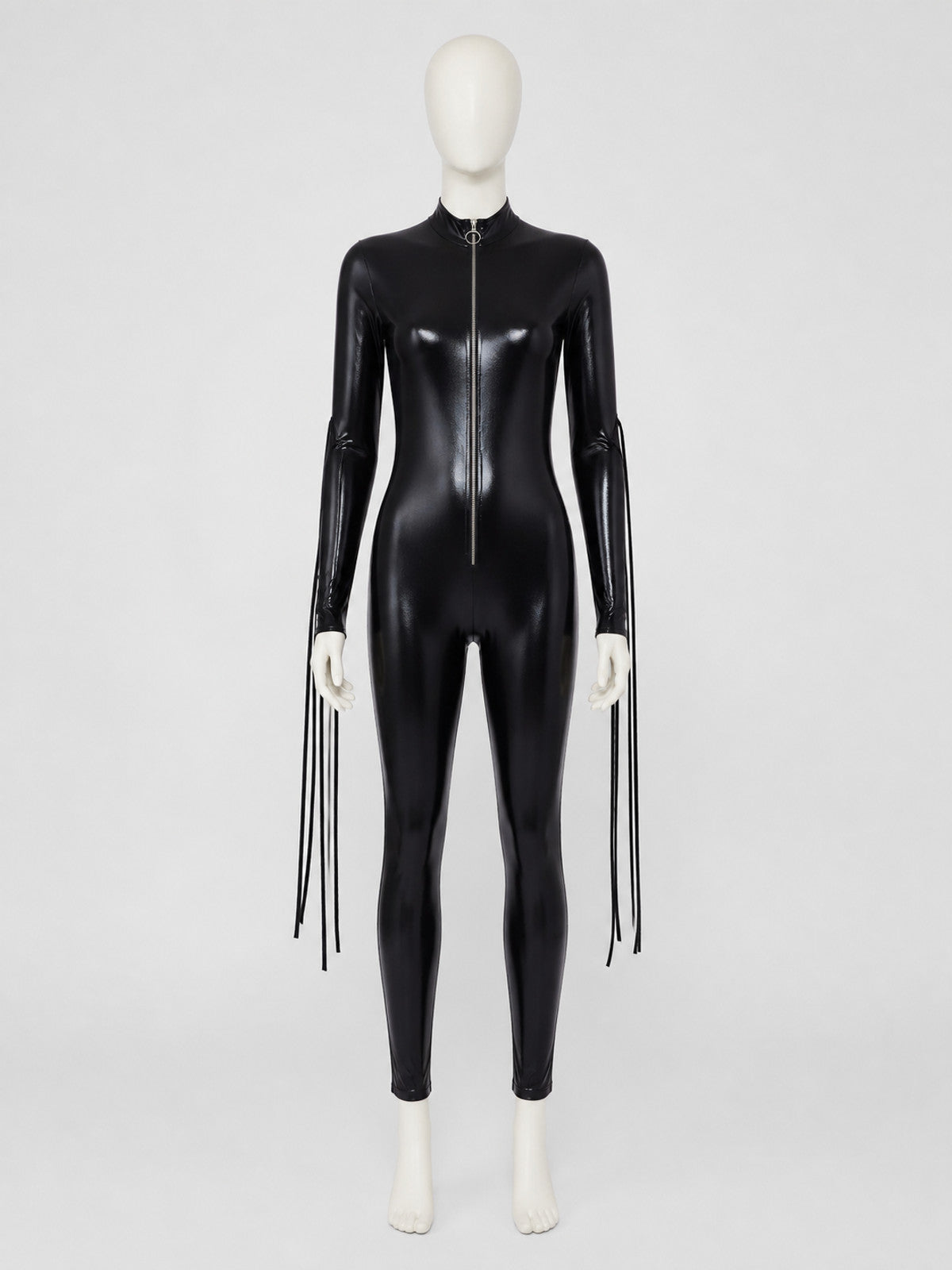 Black Fitted Jumpsuit with Cat Ears and Mask