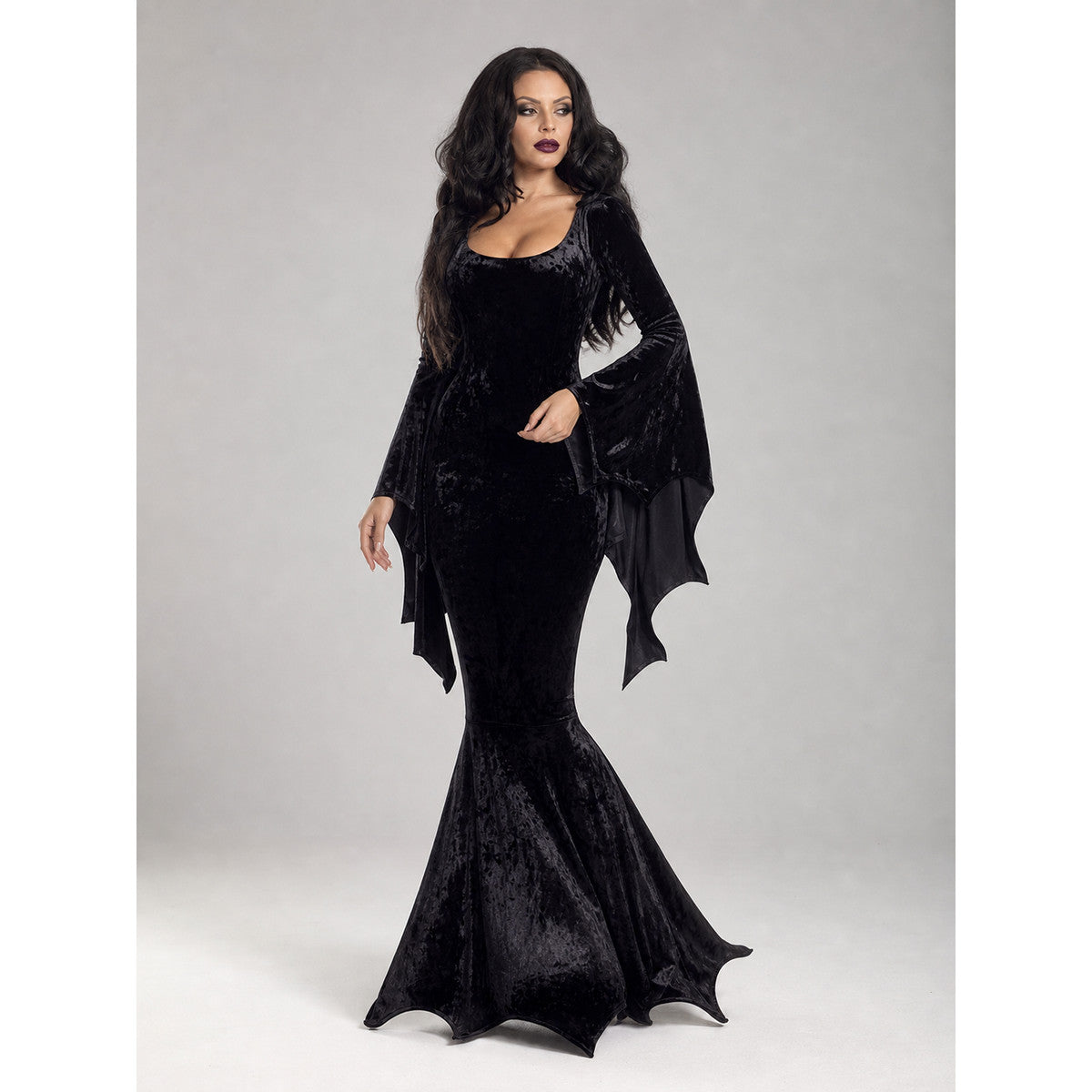 Black Cosplay Dress with Bat-Wing Sleeves Costume Dresses detail