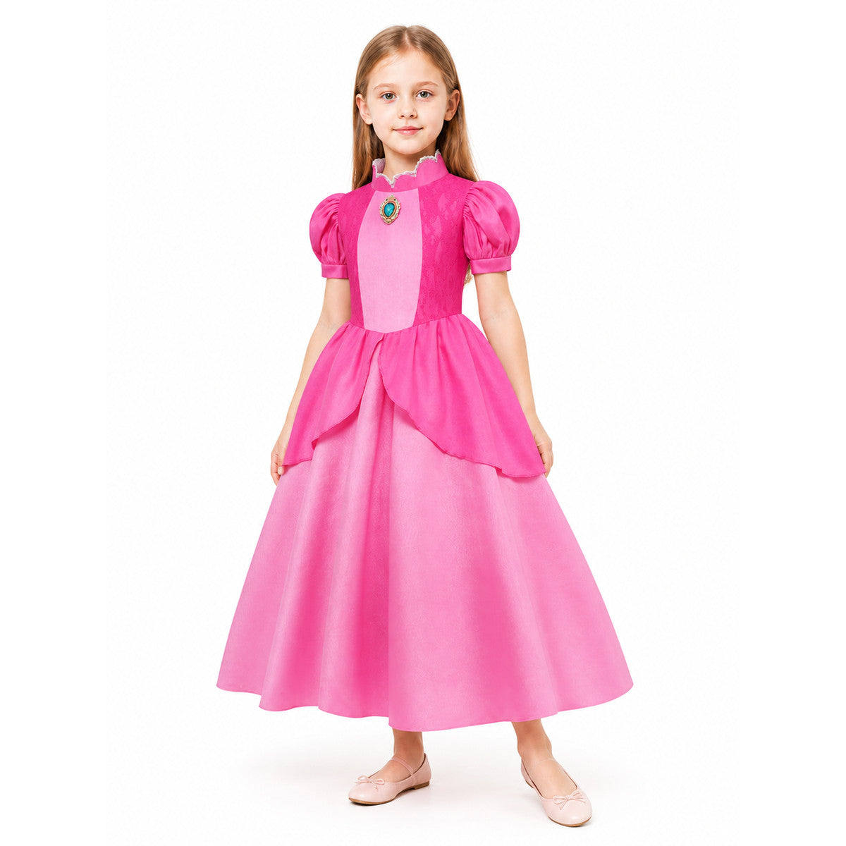 Pink Carnival Dress with Puffy Sleeves Costume Dresses detail
