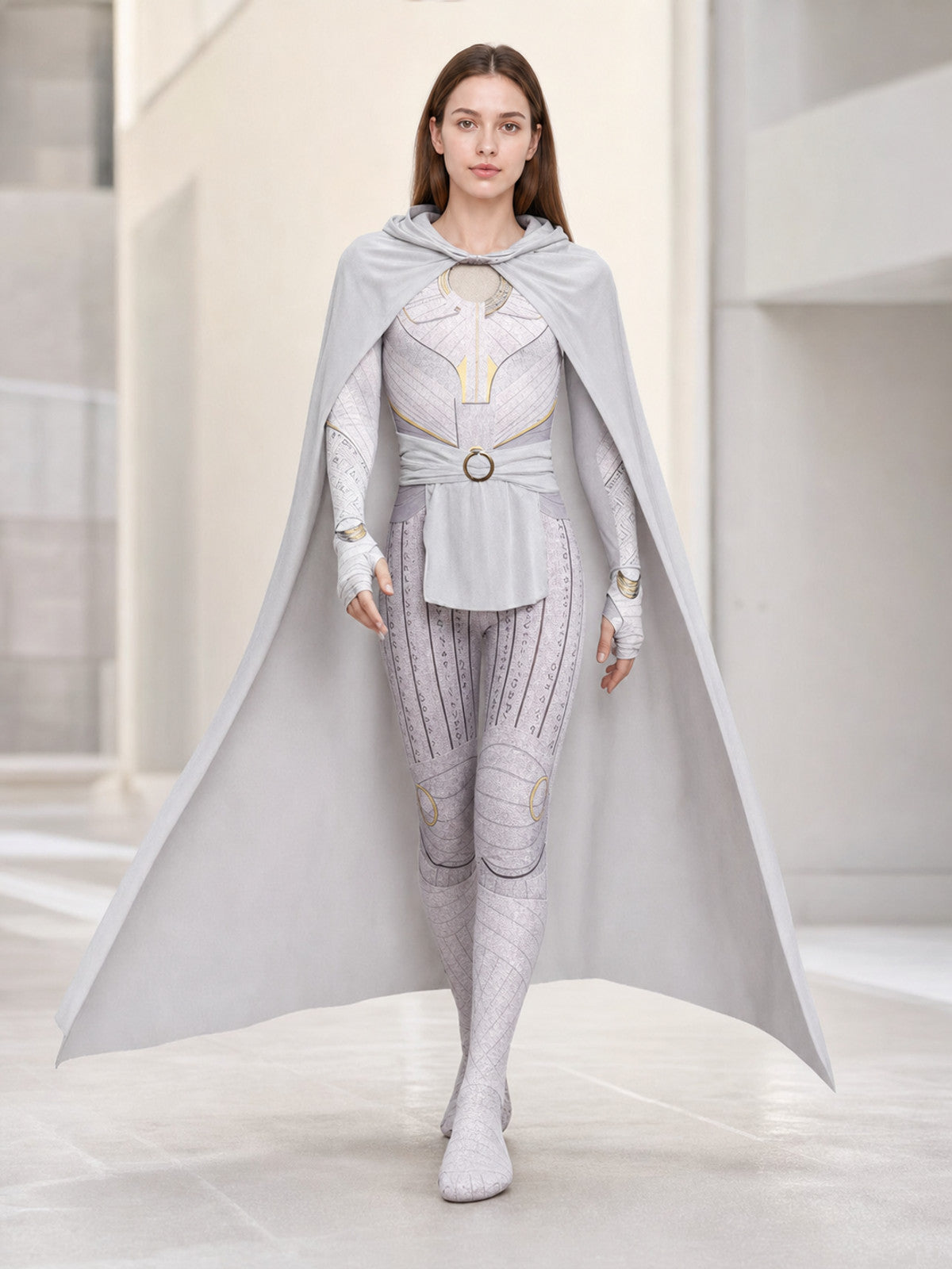 Superhero Cosplay Costume with Hood and Cape lifestyle view