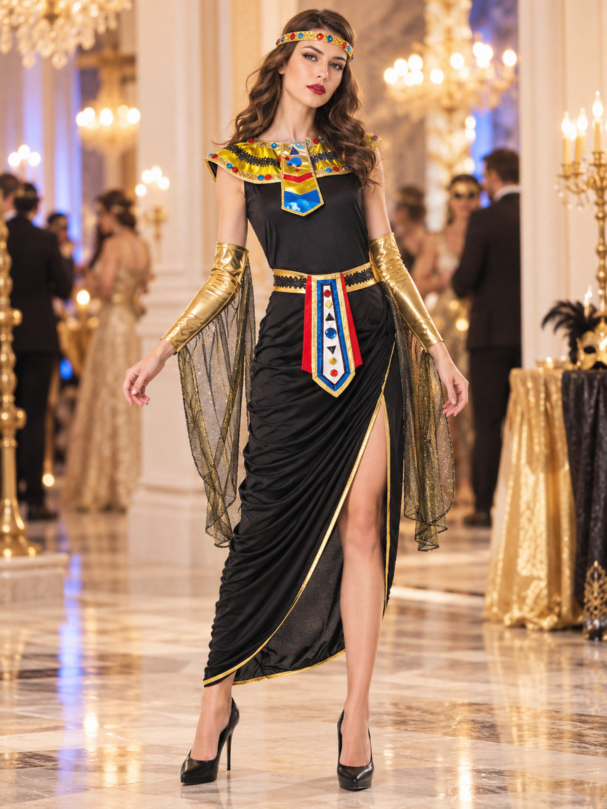 Egyptian Carnival Costume with Collar and Belt lifestyle view