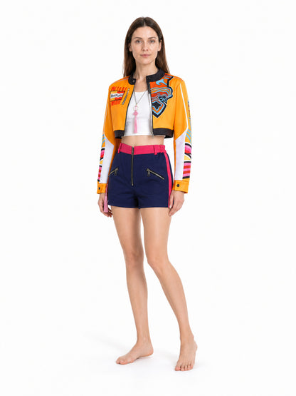 Rumi Children's Cosplay Costume: Orange Jacket and Blue Shorts Costumes detail