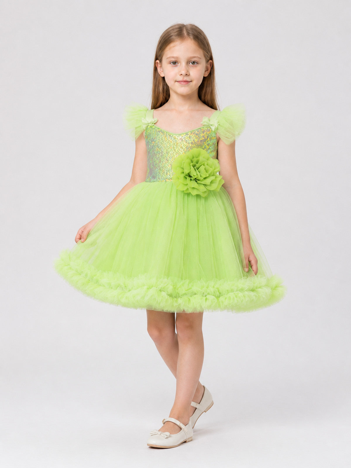 Sequin Princess Dress with Full Skirt for Birthday Celebrations