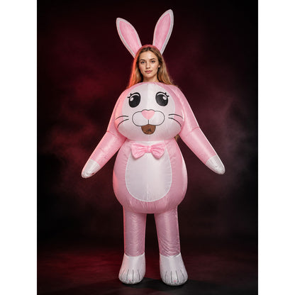 Adult Cartoon Rabbit Costume, Long Ear Bunny with Pink Bow Tie for Halloween main product view