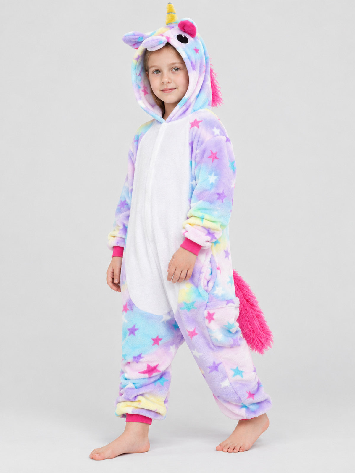 Kids' Hooded One-Piece Pajama with Horn and Ears