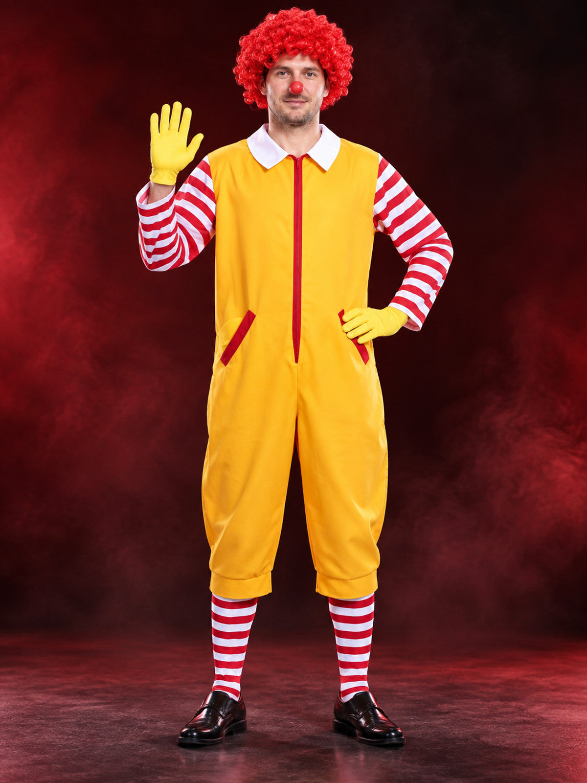 Clown Costume: Yellow Jumpsuit, Wig