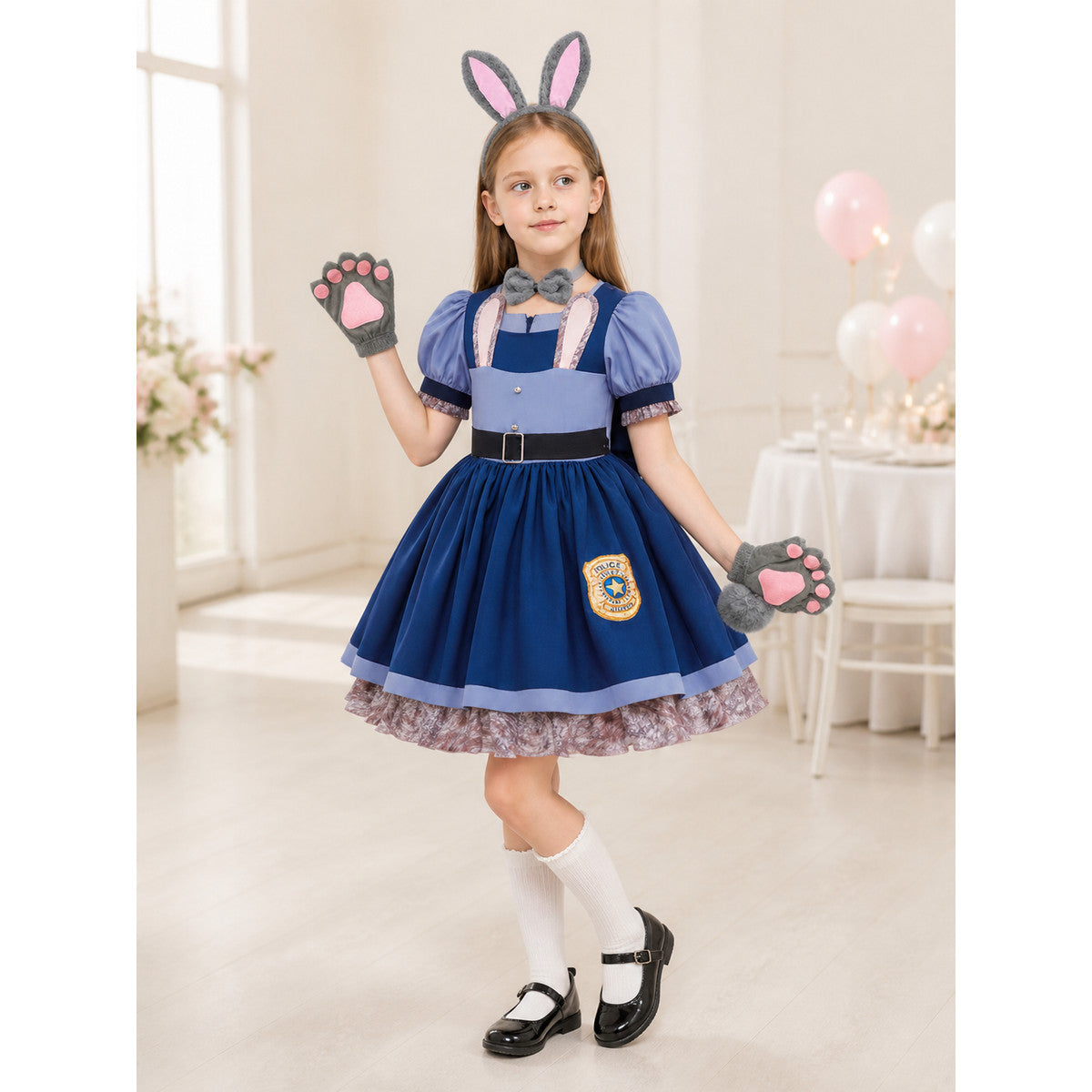 Blue and Pink Police Bunny Costume