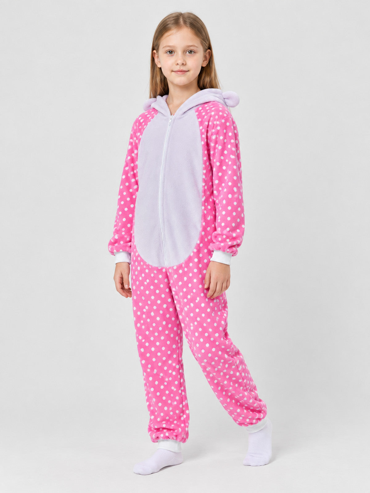 Pink Flannel Hooded Pajama Jumpsuit