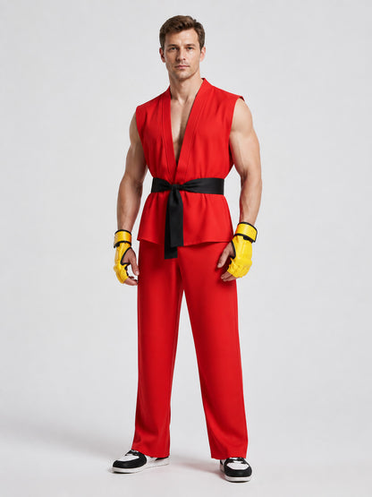 Ken Street Fighter Cosplay Costume, Vest and Pants Costumes detail