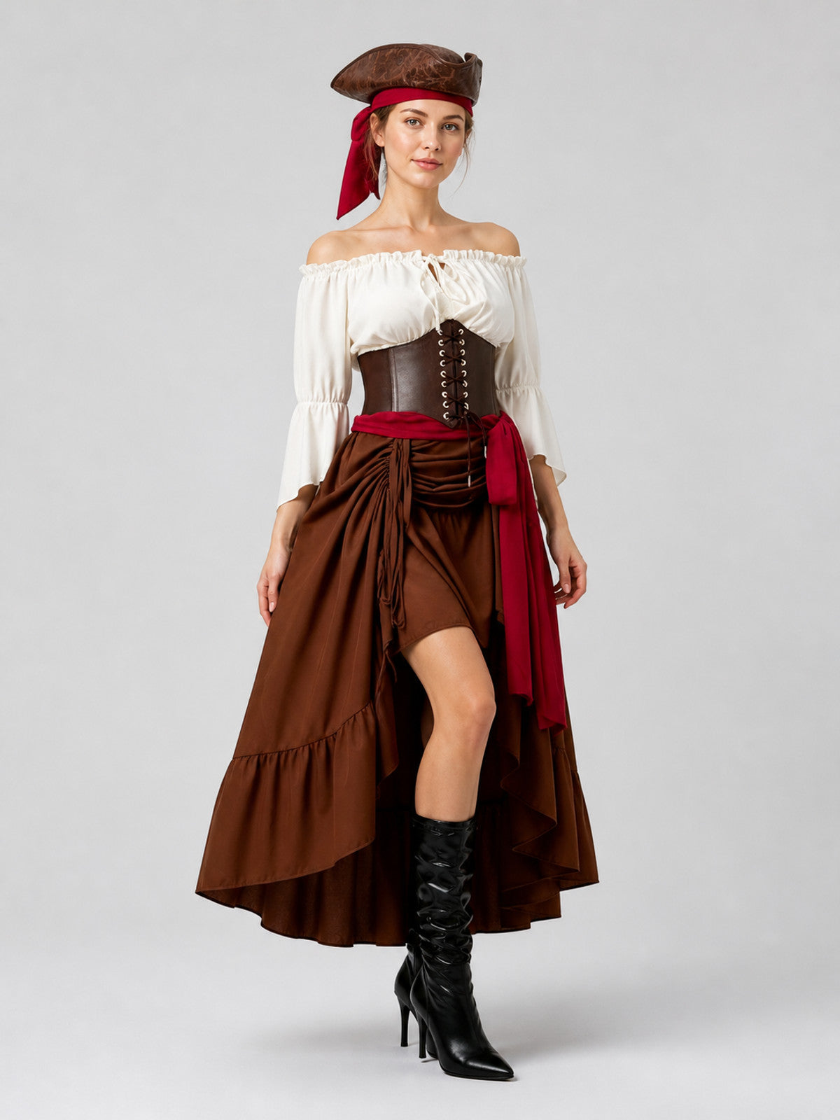 Long Pirate Skirt with Corset Waist and Ruffles Costumes detail
