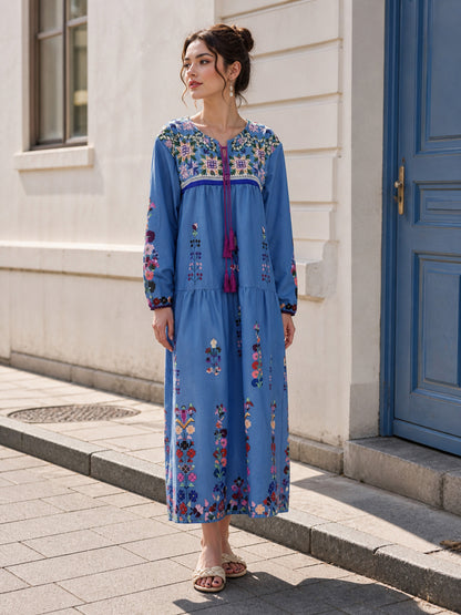 Jumpsuit with Floral Print and Pink Fringe