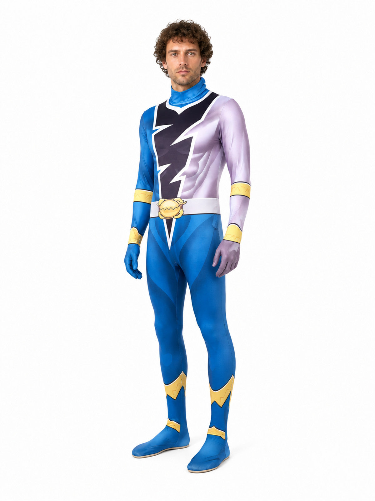 Hooded Jumpsuit Costume with Mask, Lightning Print Costume Masks detail