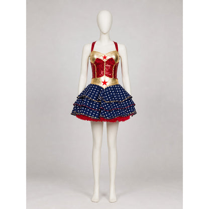Star Superhero Dress with Red and Blue Tutu Skirt
