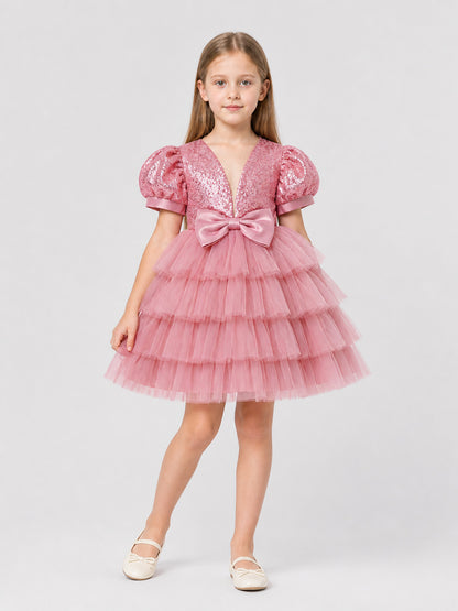 Girls' Sequin Tutu Dress with Bow Costume Dresses detail