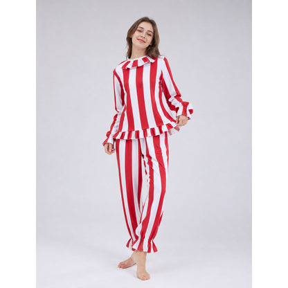Red and White Striped Clown Costume for Cosplay on-model front view