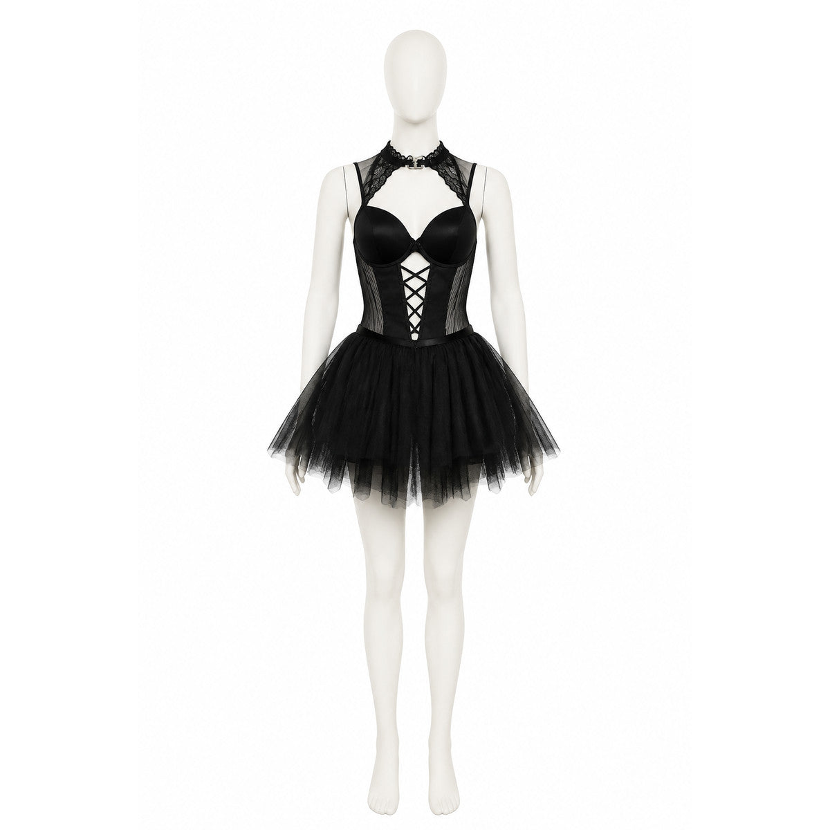 Black Halloween Costume with Corset and Full Skirt Costumes detail