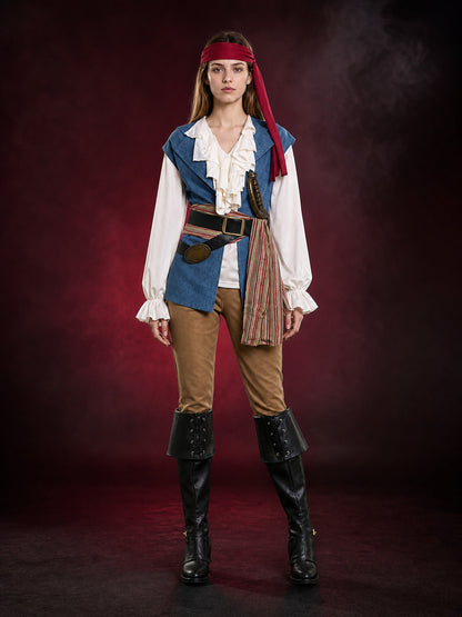 Women's Pirate Costume Vest Bandana Halloween main product view