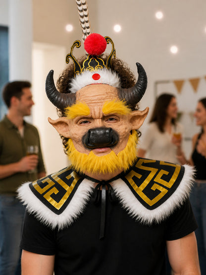 Cosplay Face Mask with Horns and Ears