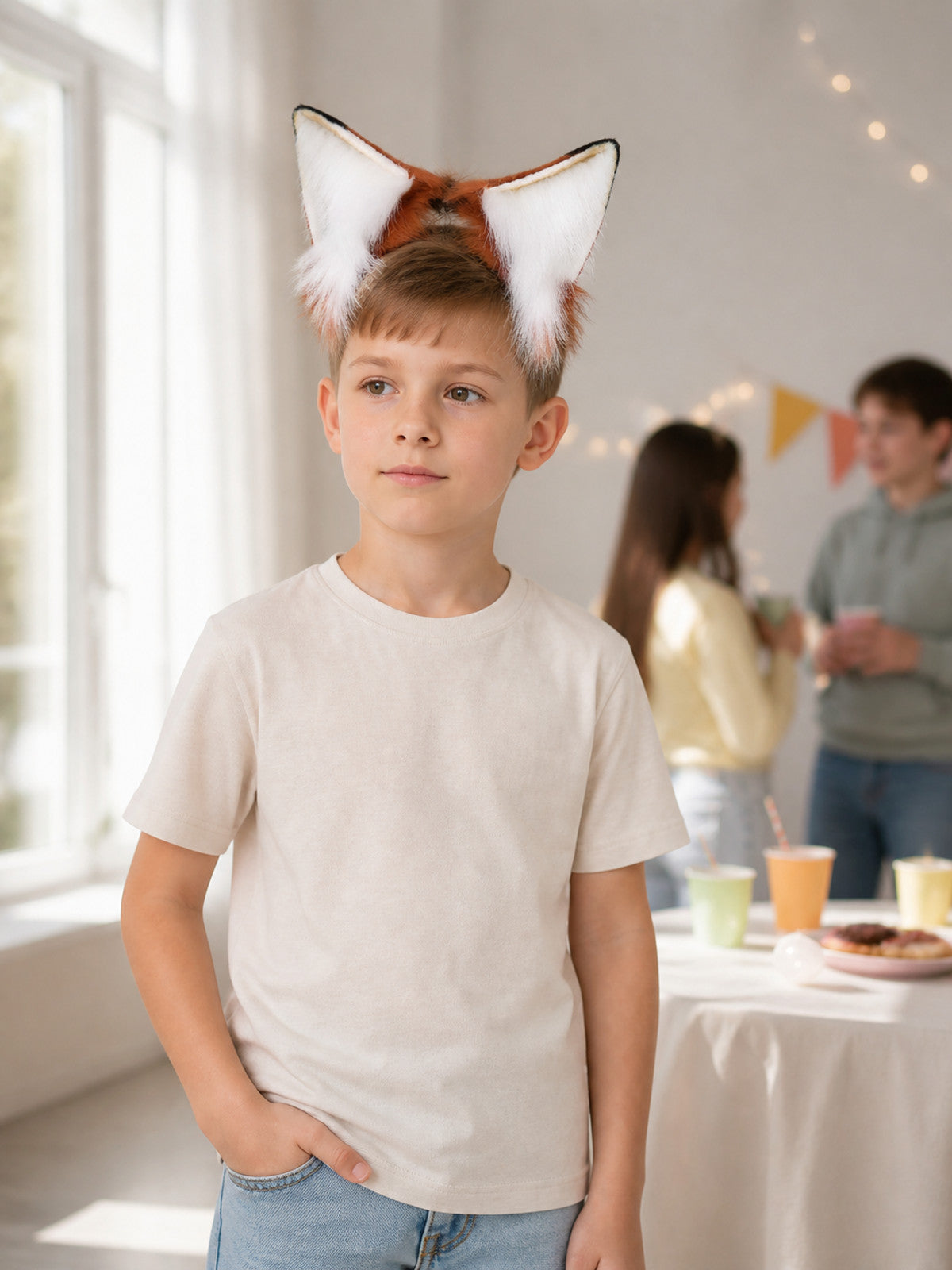 Fox-Ear Carnival Headband, Orange-Brown lifestyle view