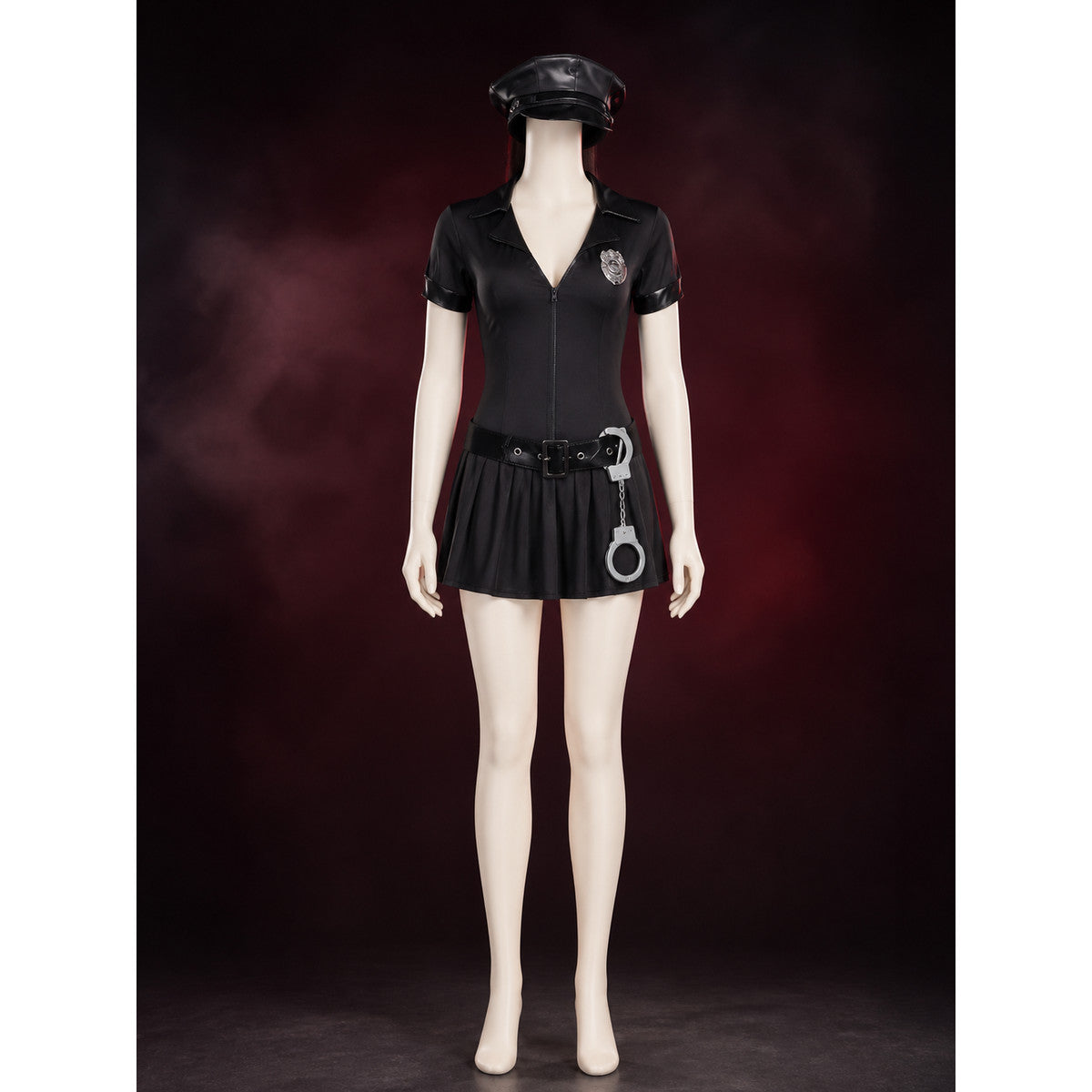 Women's Black Police Costume Dress, Halloween Cosplay Uniform Outfit main product view