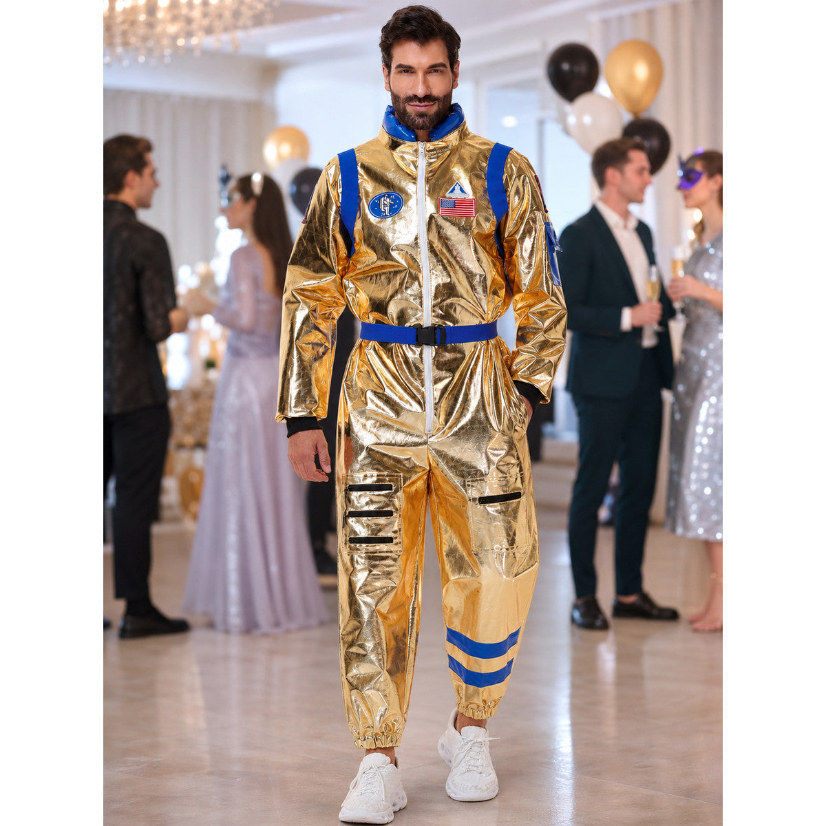 Gold-and-Blue Astronaut Costume Jumpsuit