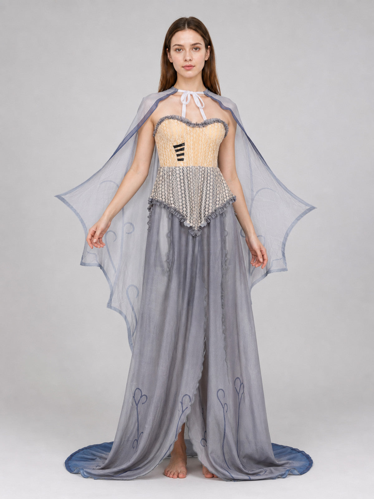 Gothic Vampire Costume with Corset and Cape Costume Capes detail