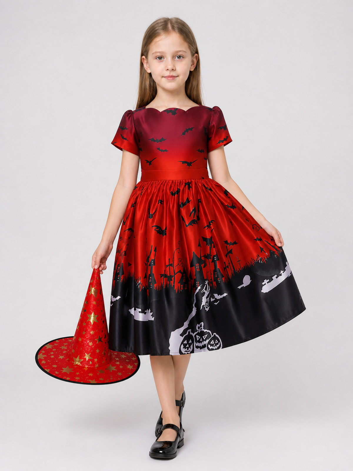 Halloween Princess Dress with Pointed Hat Costume Dresses detail