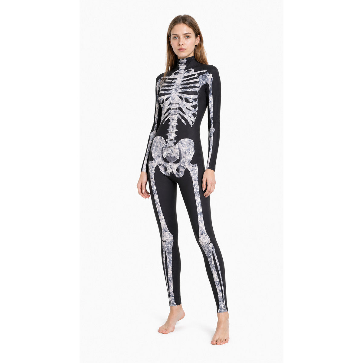 Skeleton jumpsuit with bone print, black lifestyle
