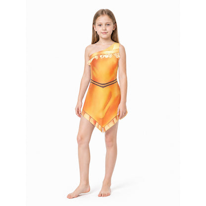 One-Shoulder Pocahontas Dress with an Asymmetrical Hem