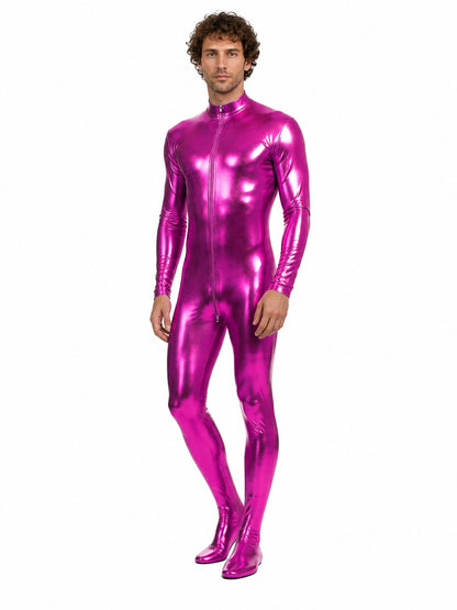 Glossy Fitted Stage Jumpsuit with Zipper product detail