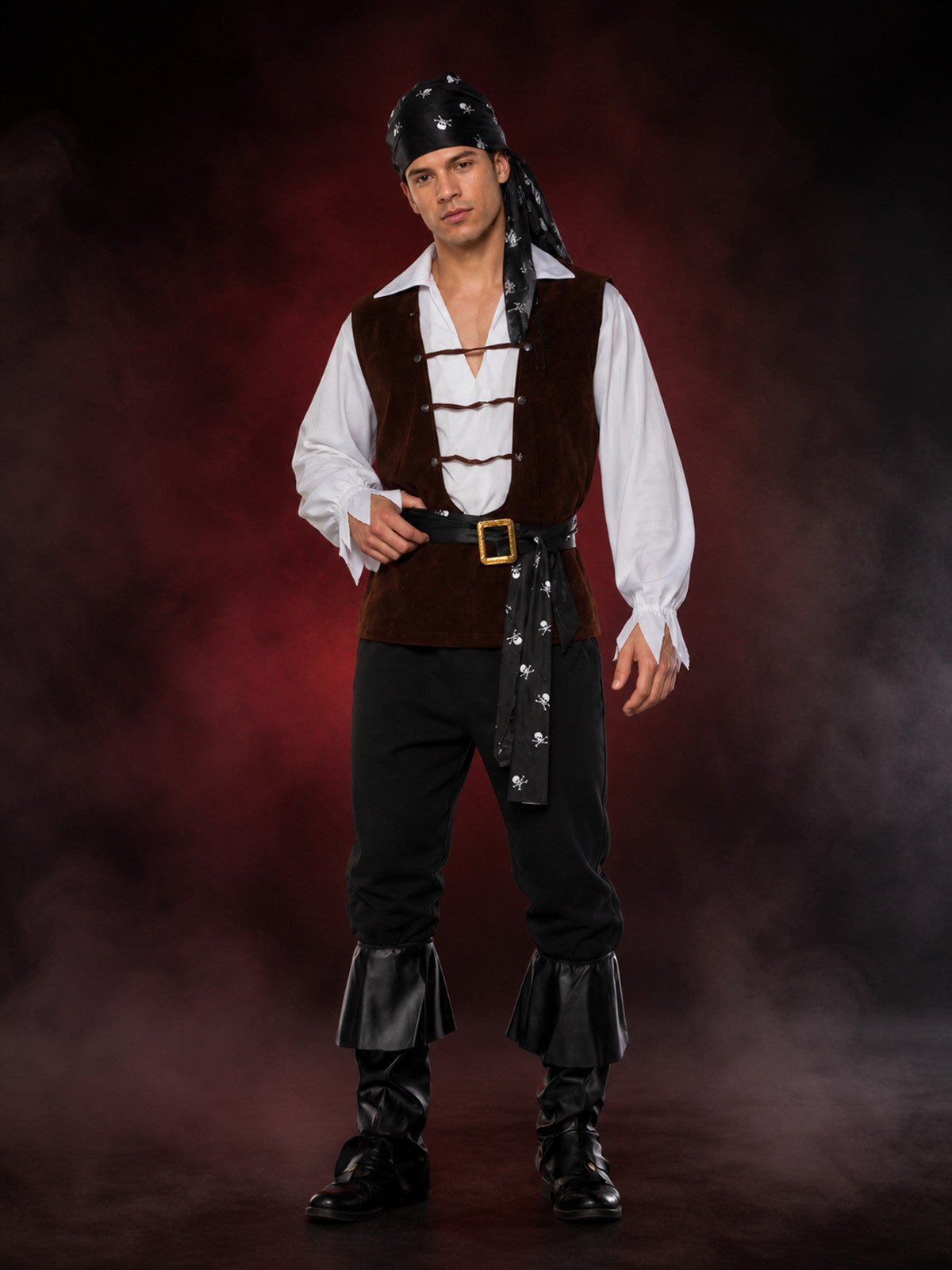 Retro Velvet Pirate Costume for Halloween Cosplay main product view