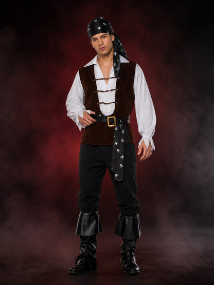 Retro Velvet Pirate Costume for Halloween Cosplay main product view