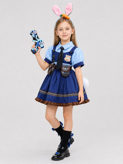 Children's Police Rabbit Skirt with Rabbit Ears and Tail