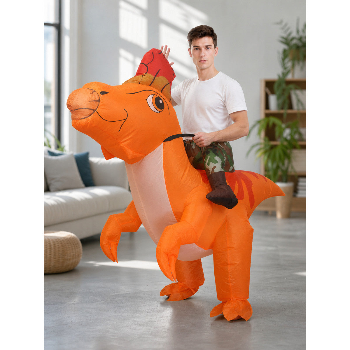 Inflatable Dinosaur Costume for Halloween and Parties lifestyle view
