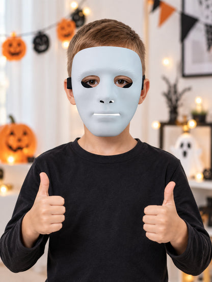 White Full-Face Carnival Mask with Cutouts
