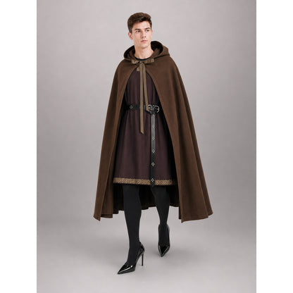 Brown carnival hood with tie lifestyle