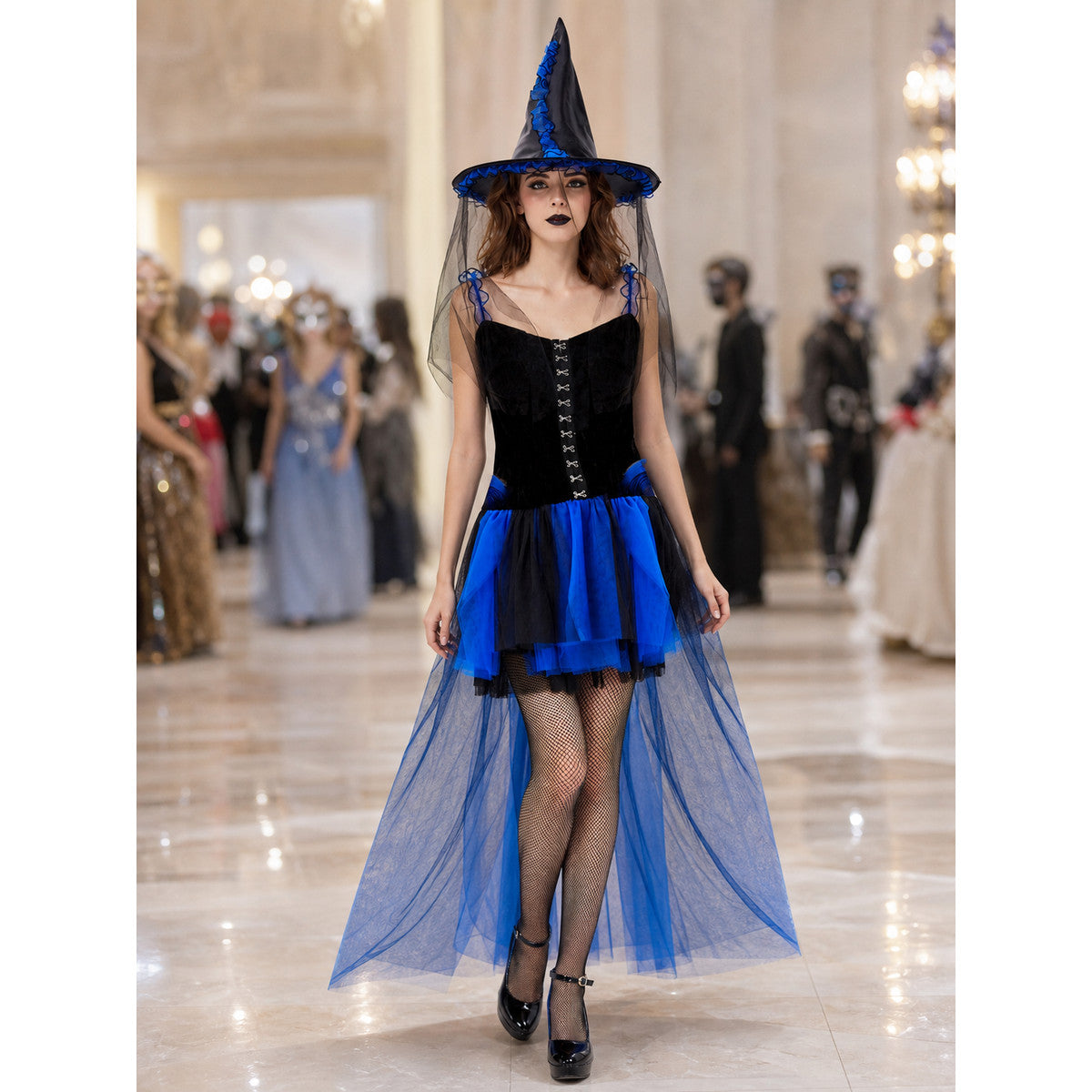 Halloween Witch Costume with Hat and Veil lifestyle