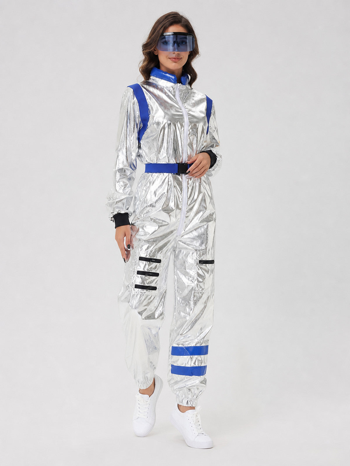 Silver NASA-Style Astronaut Jumpsuit Costume Costumes detail