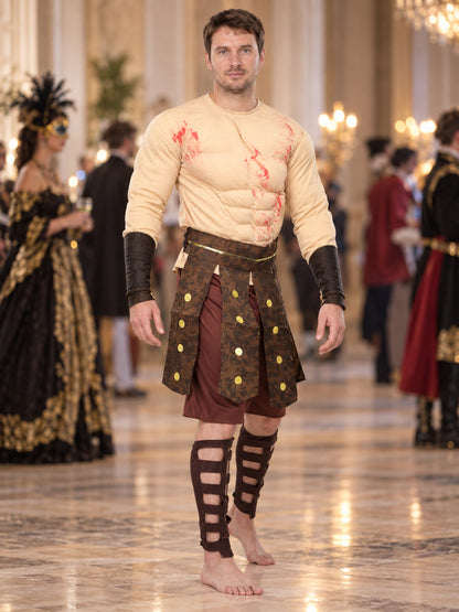 Warrior Costume with Long Sleeves and Brown Shorts