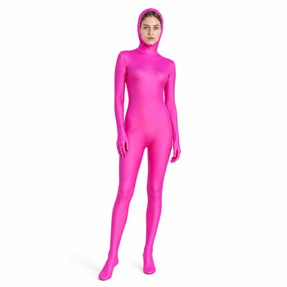 Bright Pink One-Piece Hooded Jumpsuit product detail