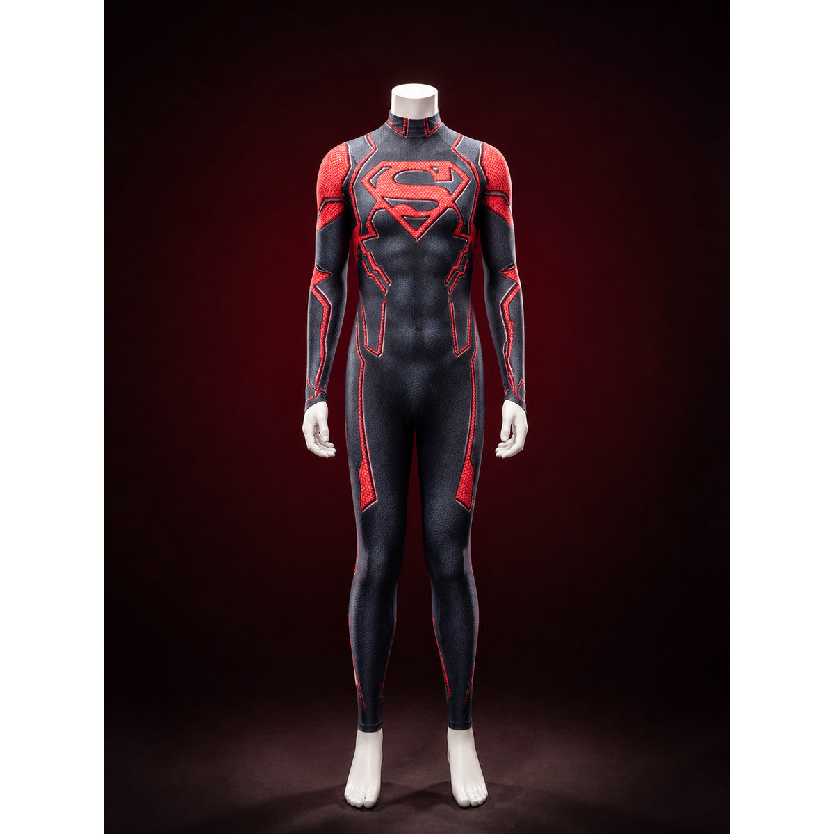 Superboy Stretch Print Bodysuit Costume, Red Black Superhero Jumpsuit main product view