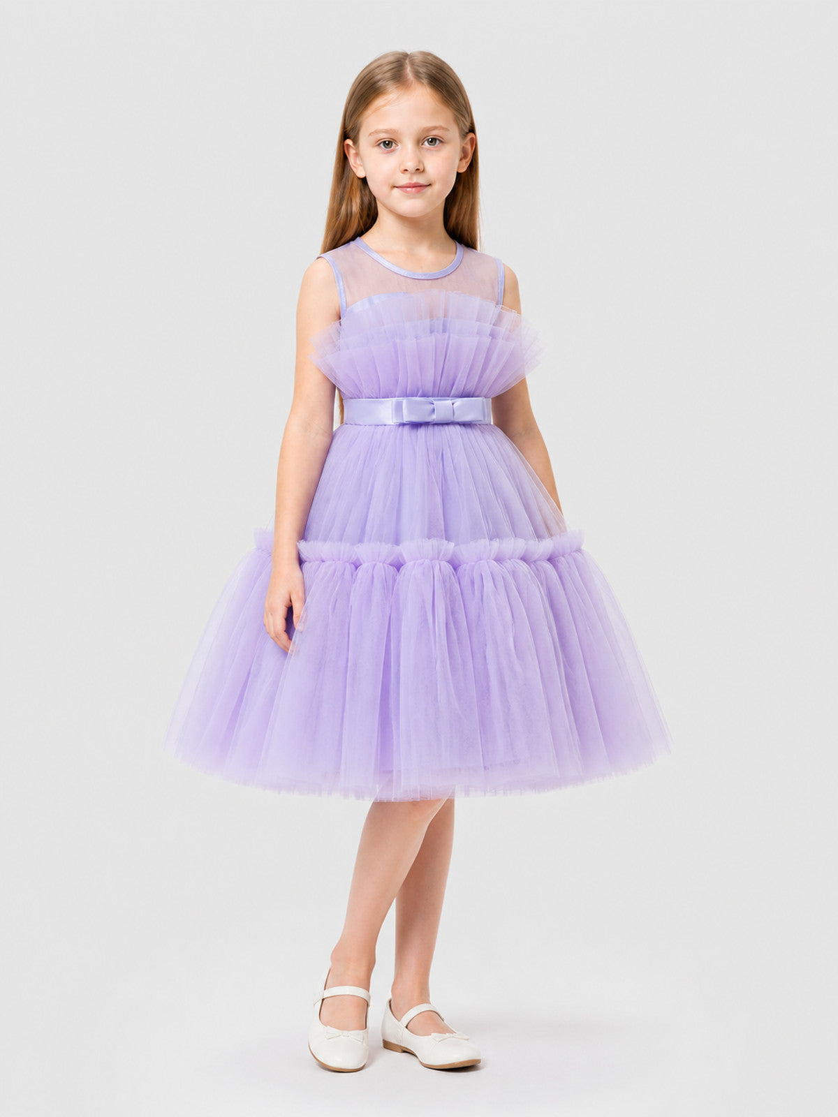 Dressy Layered Dress with Full Skirt and Bow Costume Dresses detail