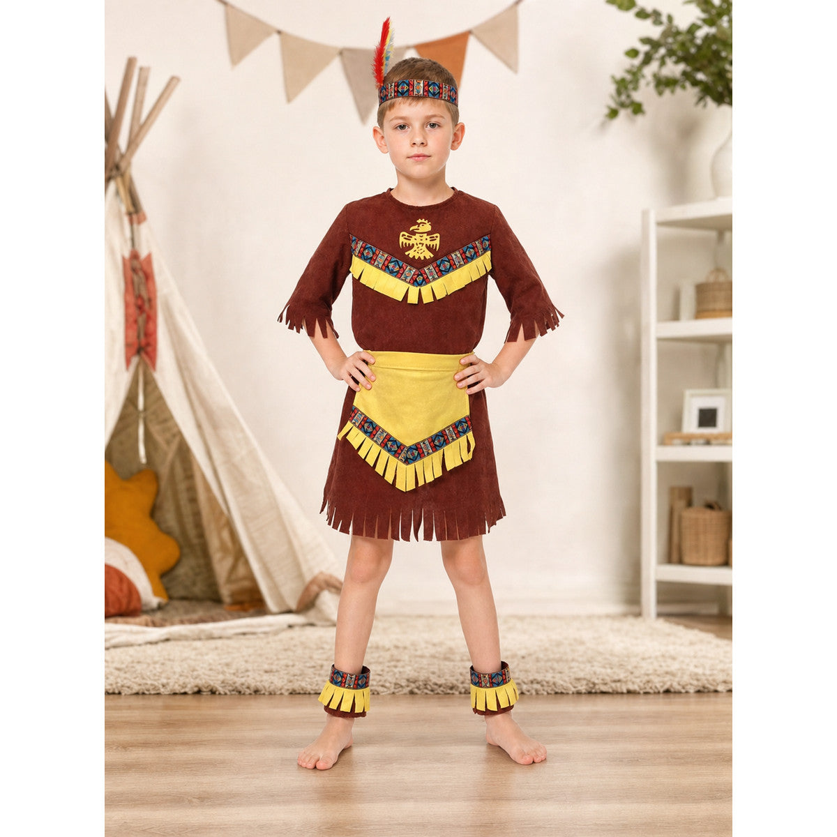 Carnival costume with fringe and feathers lifestyle view