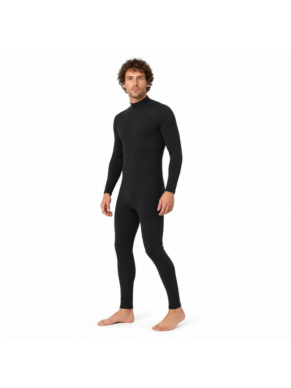 Fitted Jumpsuit with High Collar, Black product detail