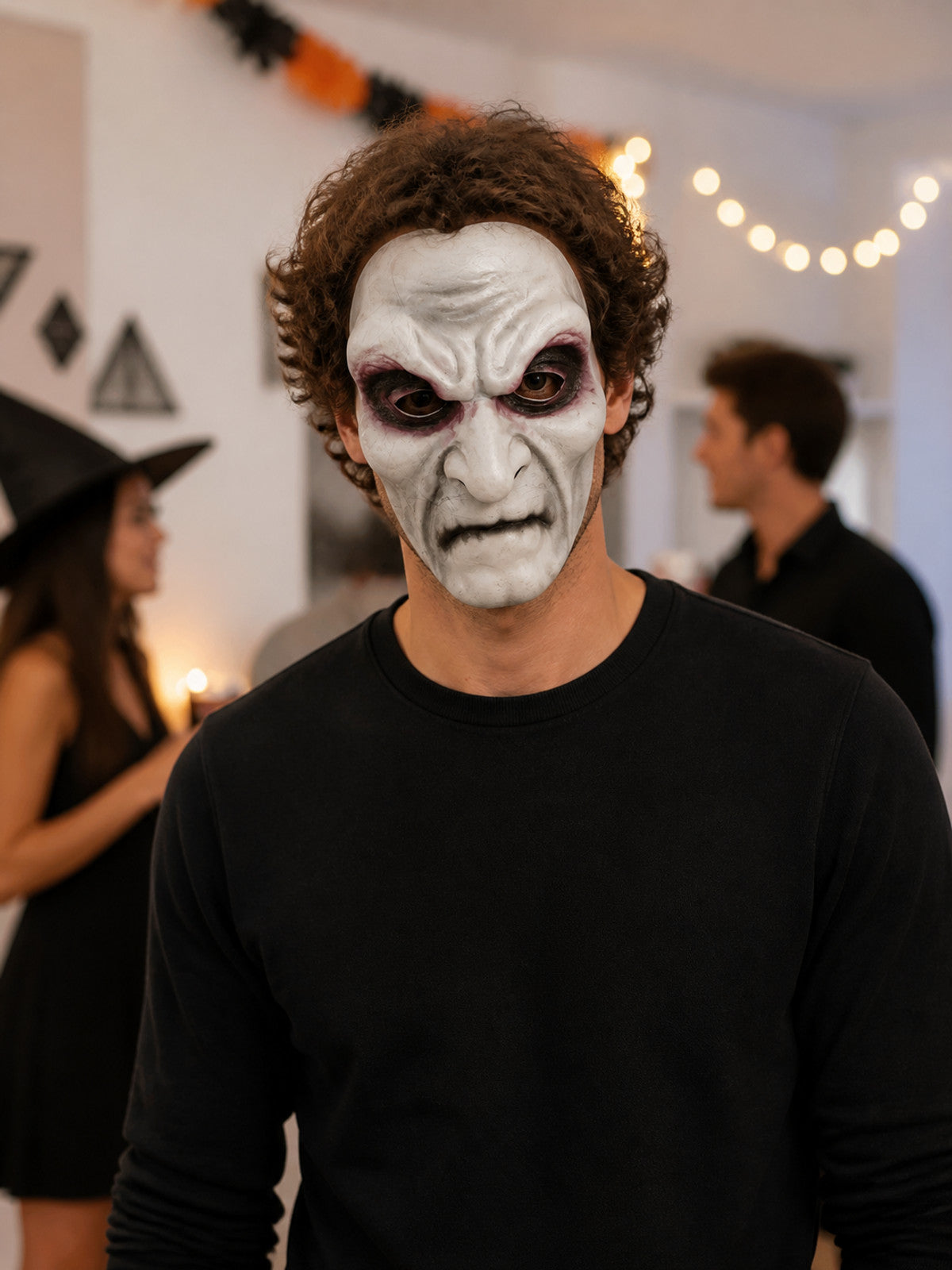 Halloween Mask with Long Black Hair for Cosplay lifestyle view
