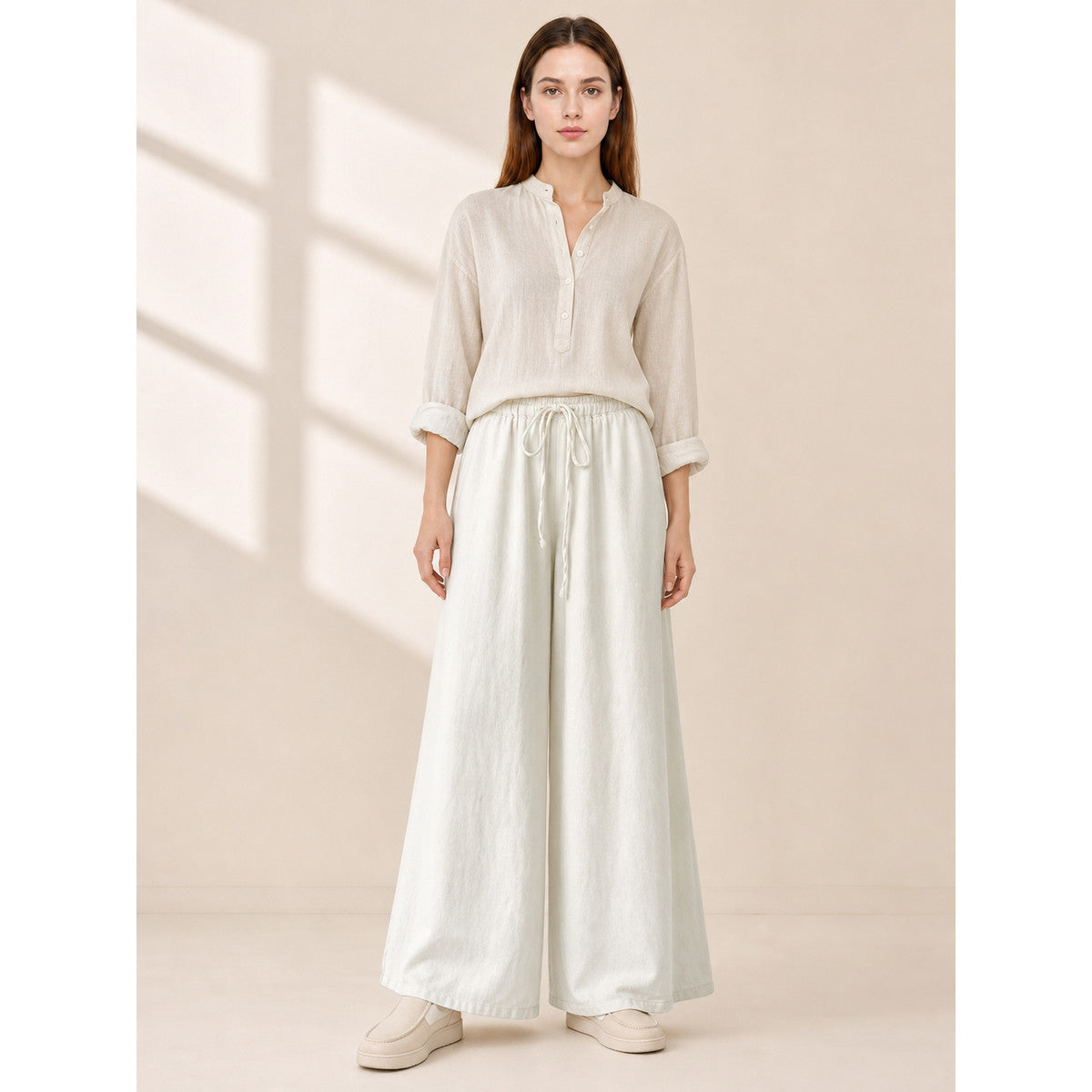 High-Waisted Wide-Leg Drawstring Pants lifestyle