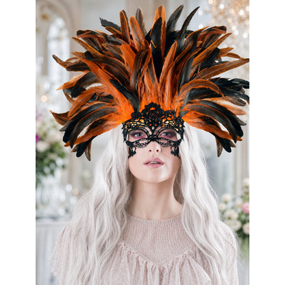 Carnival headdress with feathers and a mask lifestyle view